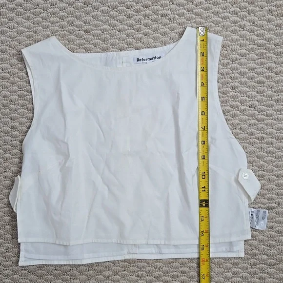 White Reformation Crop Cotton Tank Top Shirt Size 8 - Picture 6 of 8